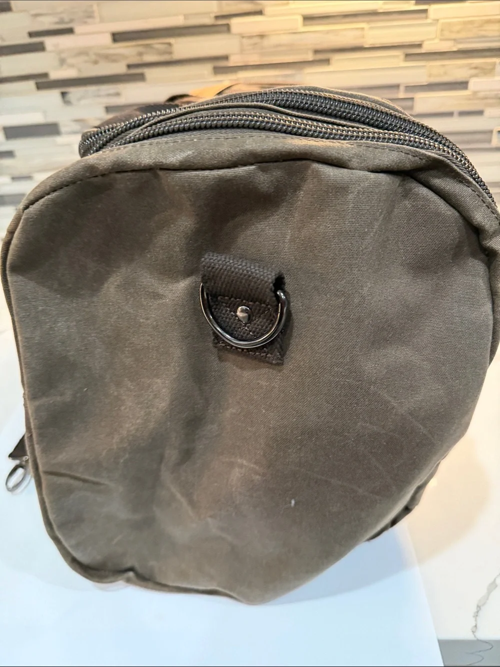 Wildroad Waxed Canvas Travel Duffel Bag with Brown Leather Accents